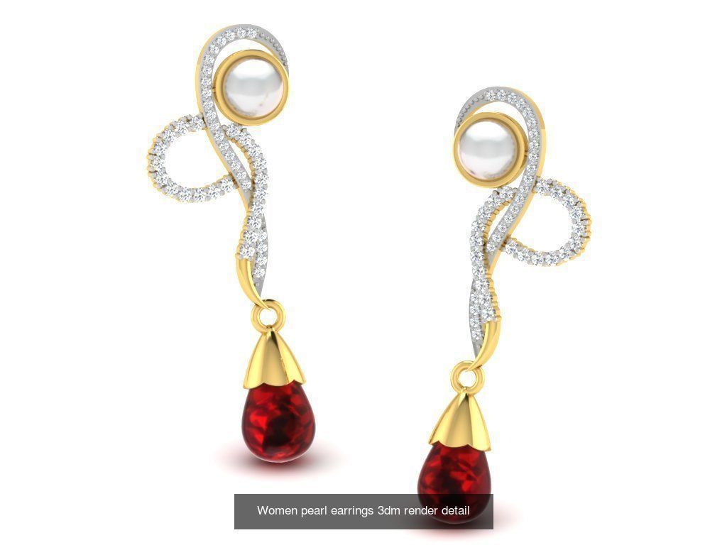 100 Women earrings 3dm render detail 3D Model Collection_95