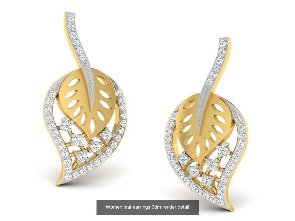 100 Women earrings 3dm render detail 3D Model Collection_97