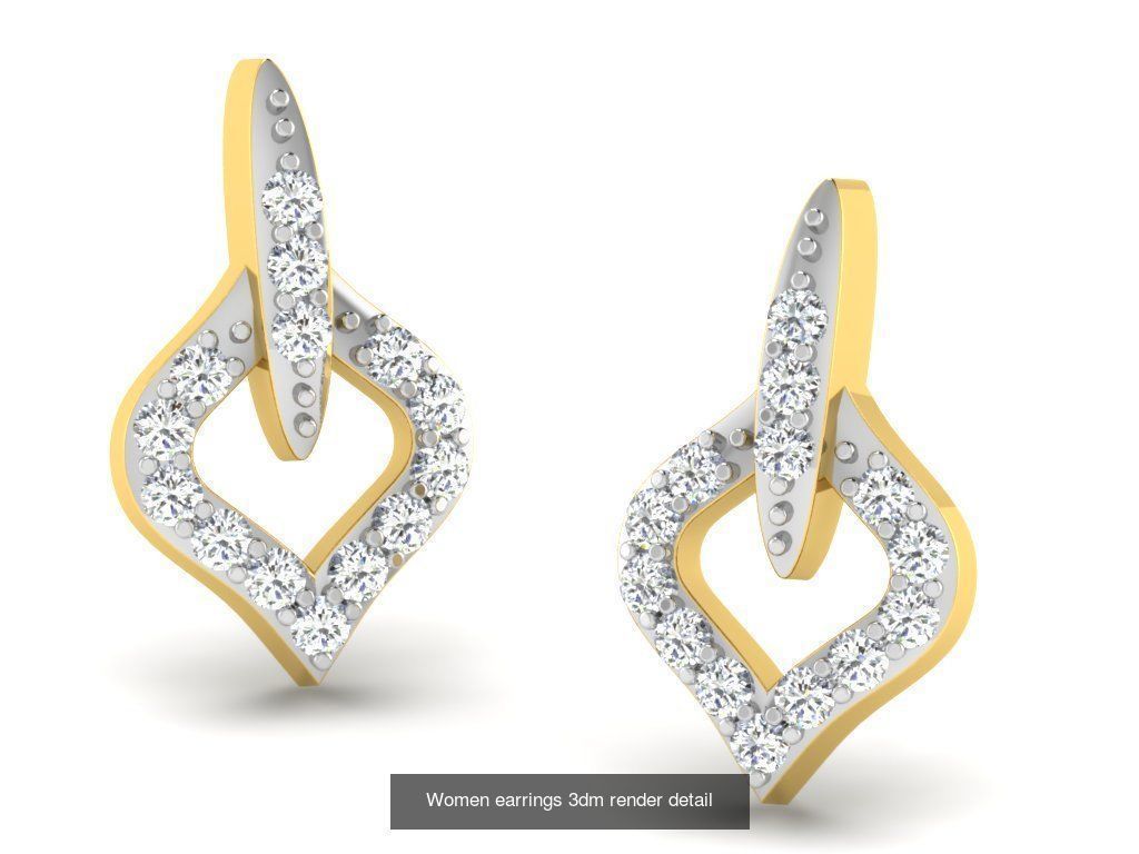100 Women earrings 3dm render detail 3D Model Collection_28