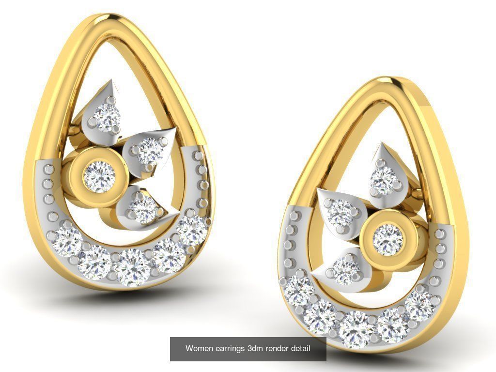 100 Women earrings 3dm render detail 3D Model Collection_77
