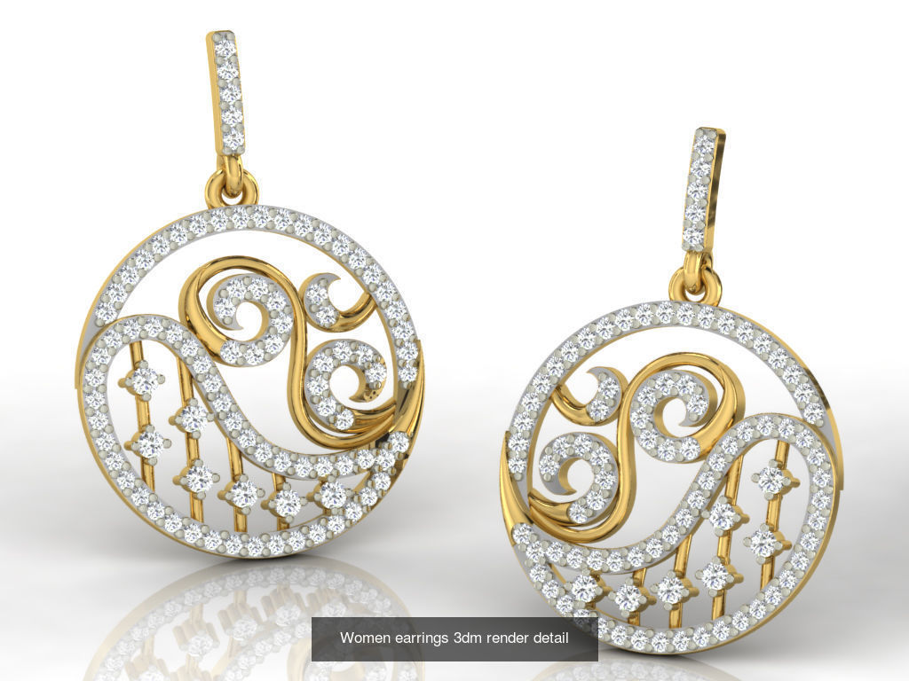 100 Women earrings 3dm render detail 3D Model Collection_83