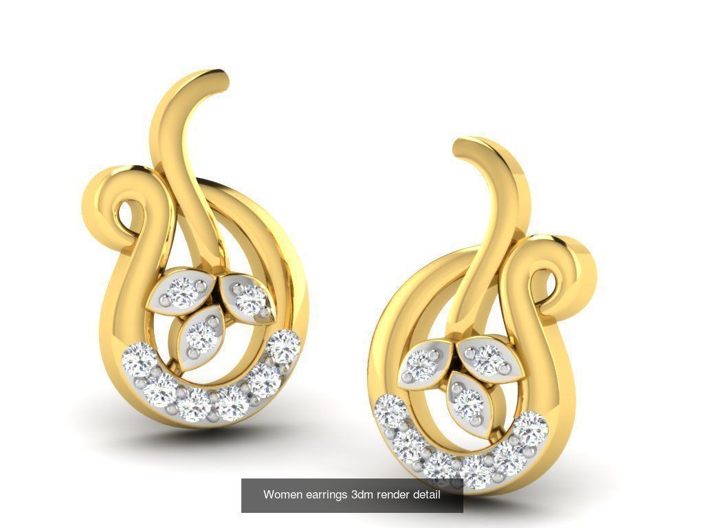 100 Women earrings 3dm render detail 3D Model Collection_69
