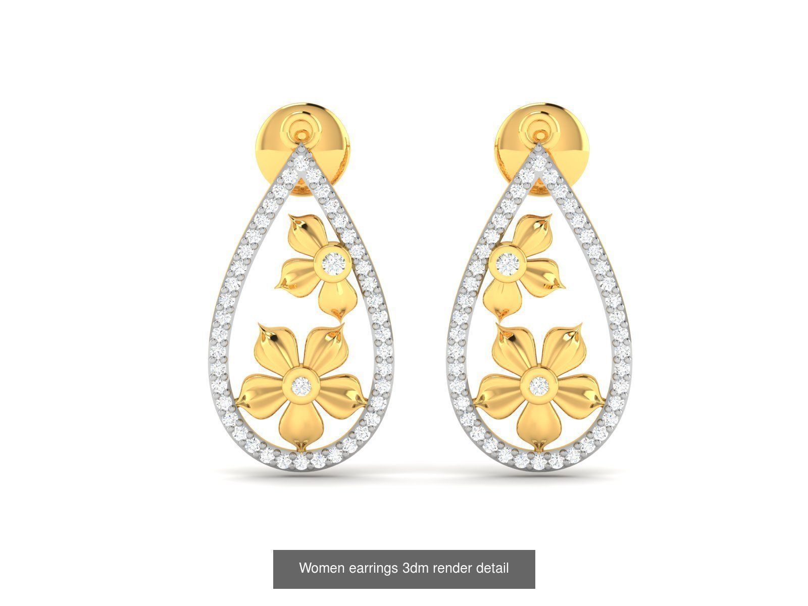 100 Women earrings 3dm render detail 3D Model Collection_90