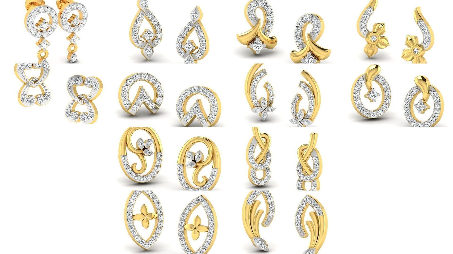 100 Women earrings 3dm render detail 3D Model Collection_5