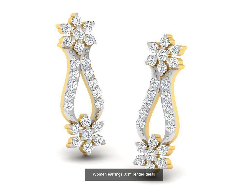 100 Women earrings 3dm render detail 3D Model Collection_27