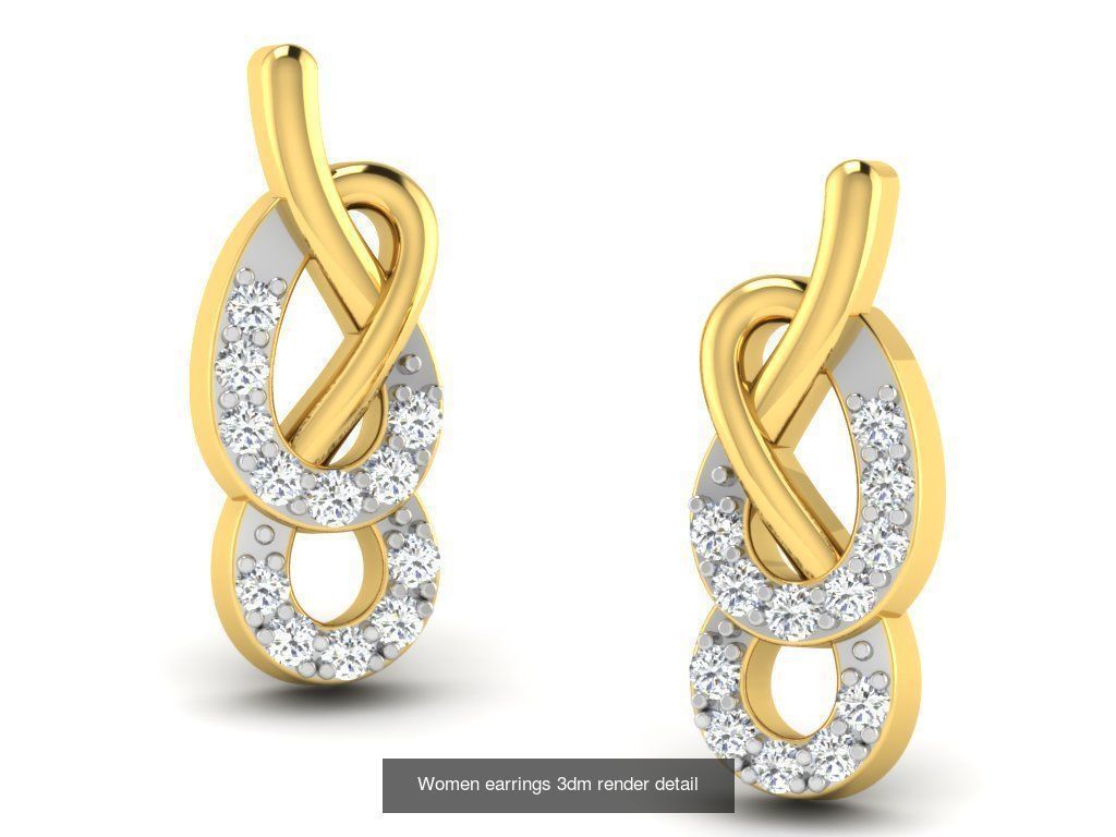 100 Women earrings 3dm render detail 3D Model Collection_72