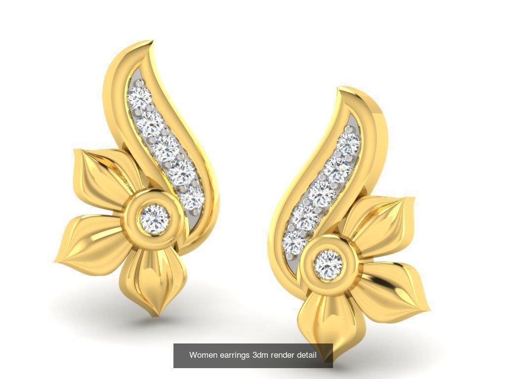 100 Women earrings 3dm render detail 3D Model Collection_82
