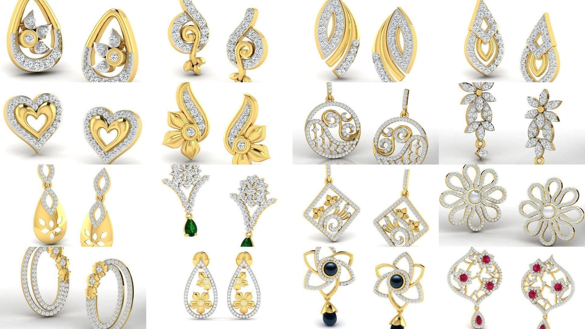 100 Women earrings 3dm render detail 3D Model Collection_7