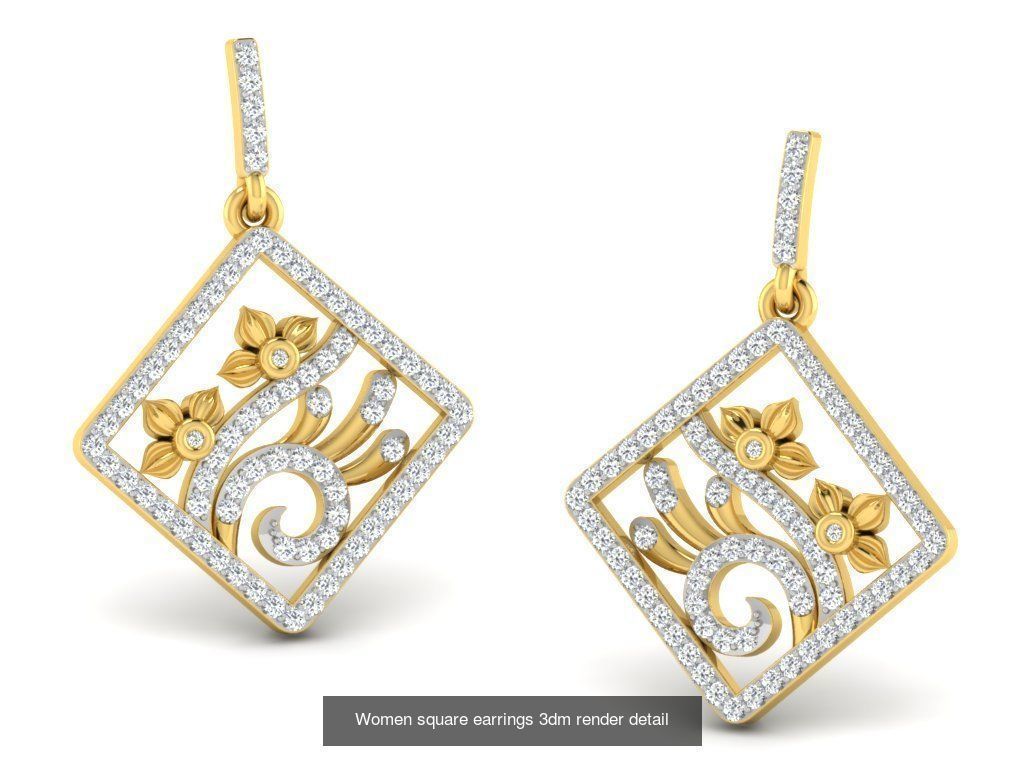 100 Women earrings 3dm render detail 3D Model Collection_87