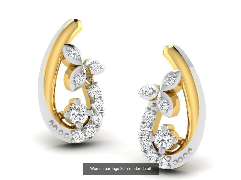 100 Women earrings 3dm render detail 3D Model Collection_37