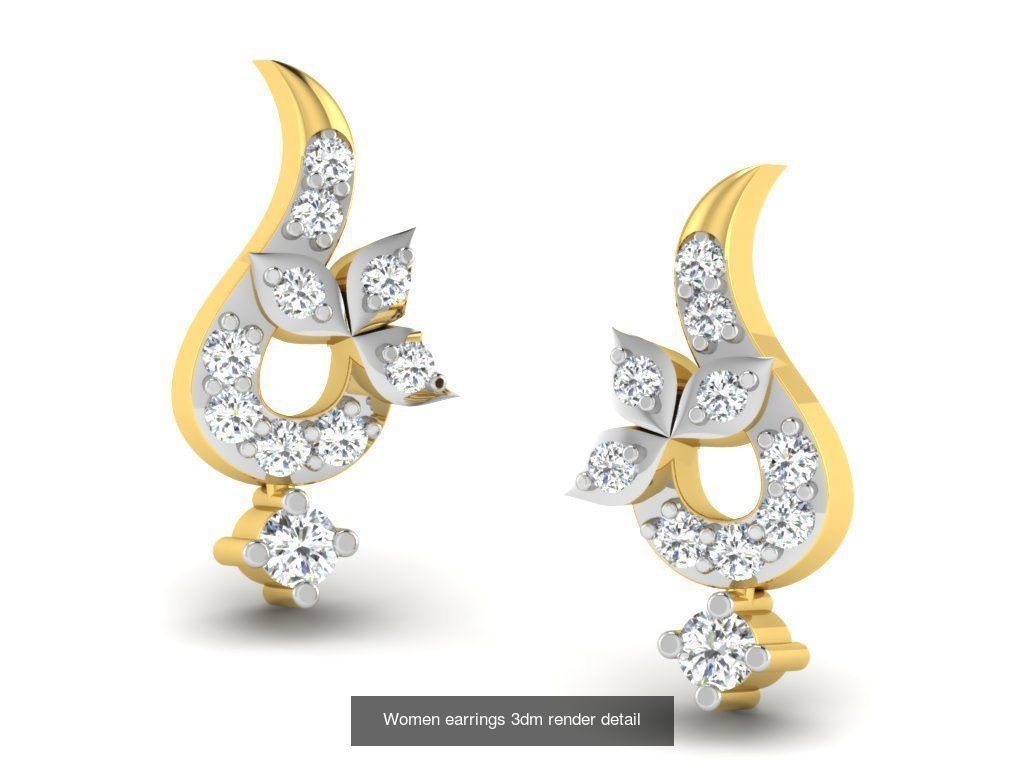 100 Women earrings 3dm render detail 3D Model Collection_49
