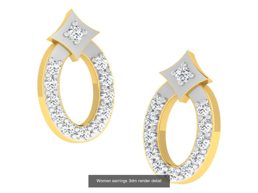 100 Women earrings 3dm render detail 3D Model Collection_60