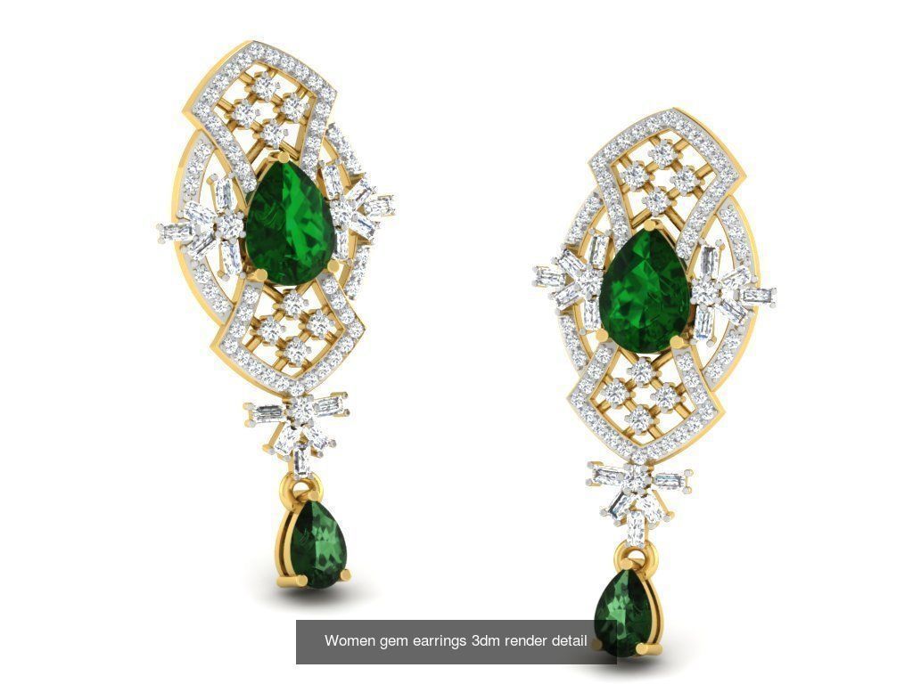 100 Women earrings 3dm render detail 3D Model Collection_94