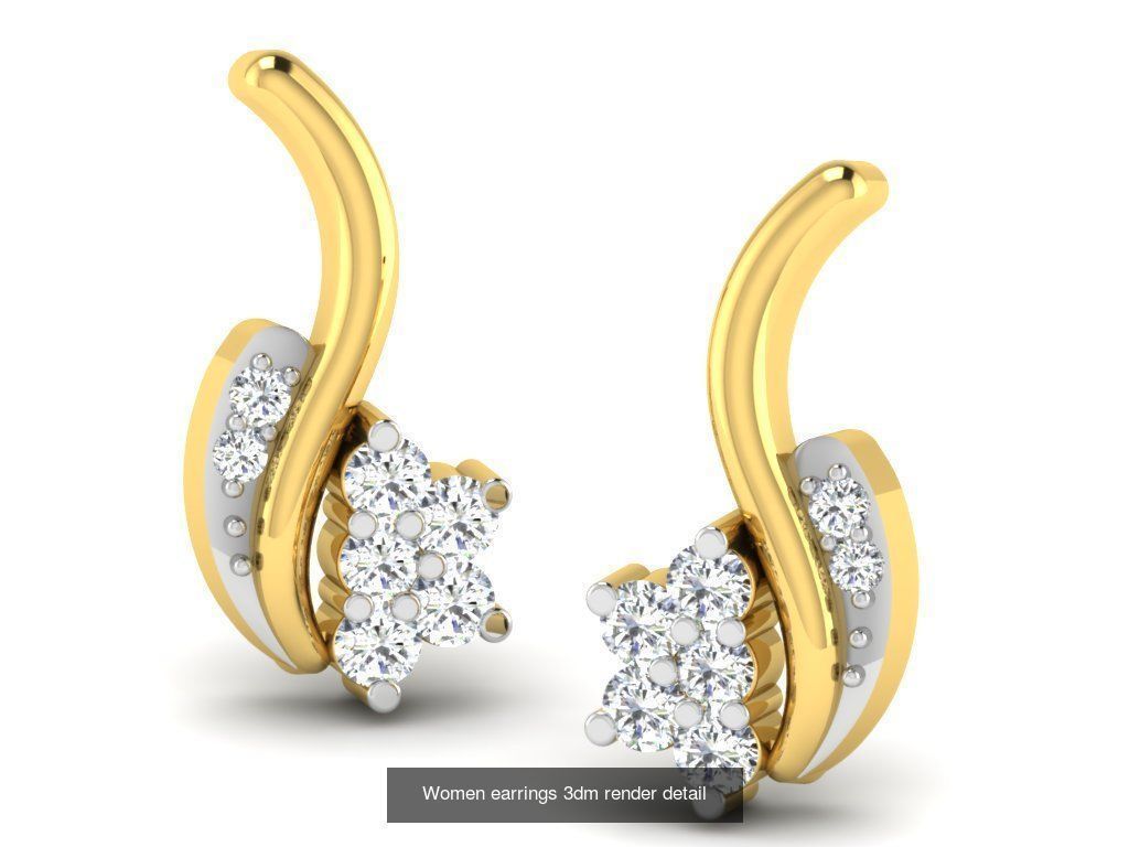 100 Women earrings 3dm render detail 3D Model Collection_70
