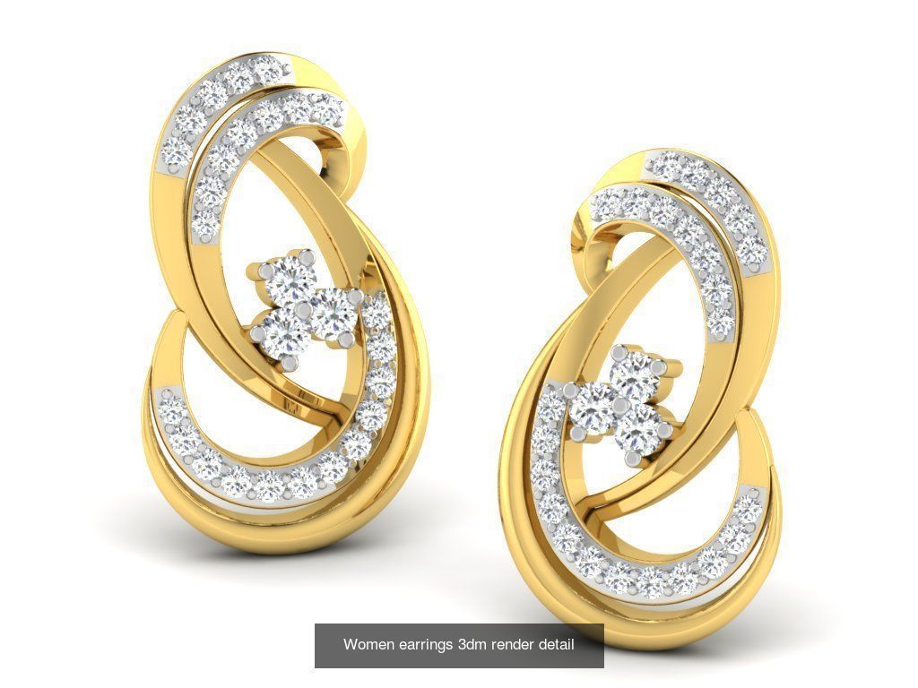 100 Women earrings 3dm render detail 3D Model Collection_99