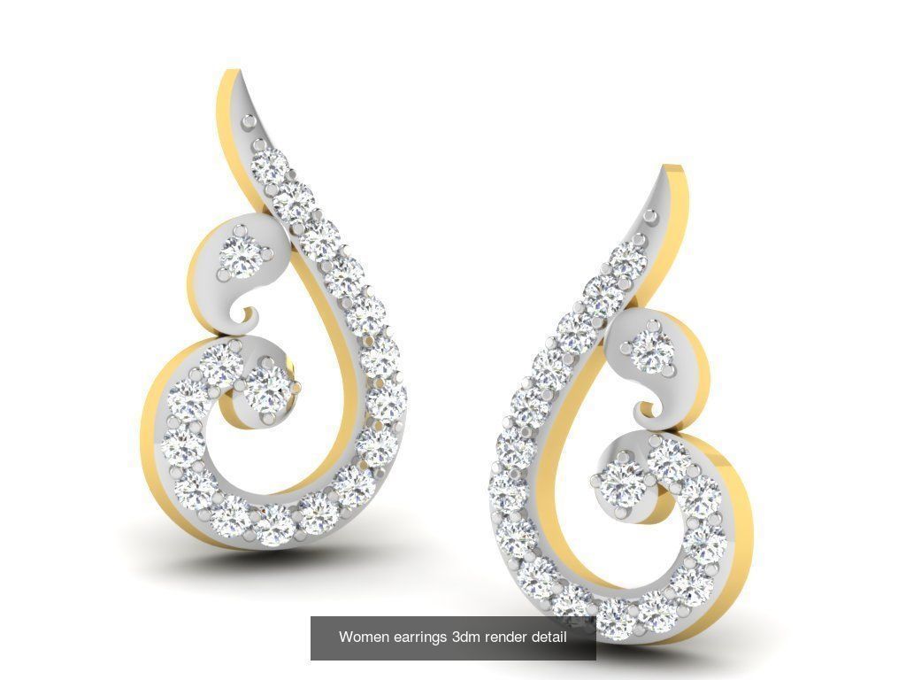 100 Women earrings 3dm render detail 3D Model Collection_35