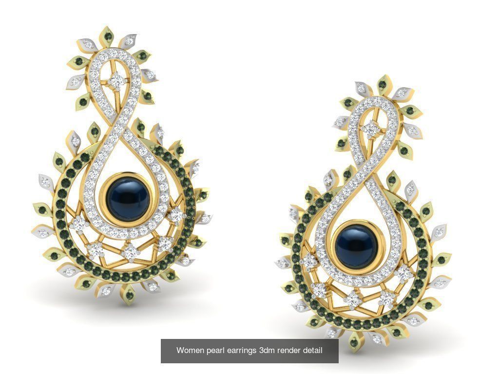 100 Women earrings 3dm render detail 3D Model Collection_96