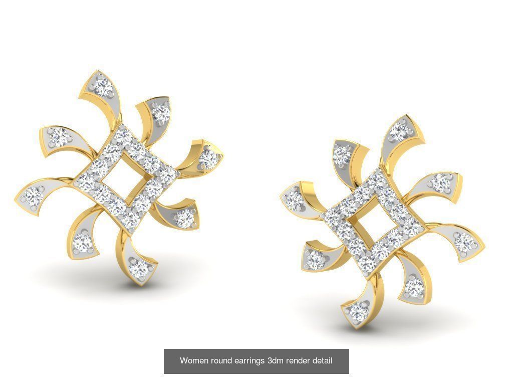 100 Women earrings 3dm render detail 3D Model Collection_47