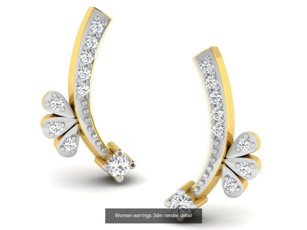100 Women earrings 3dm render detail 3D Model Collection_51