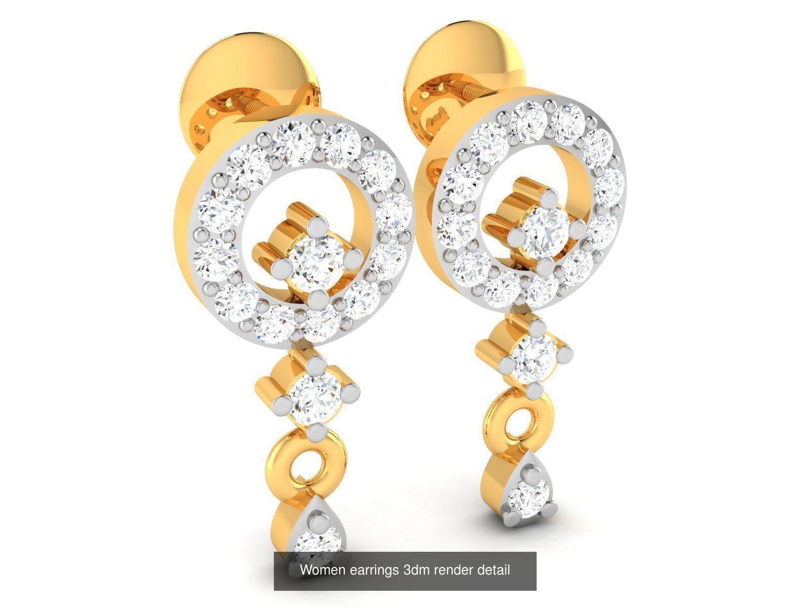 100 Women earrings 3dm render detail 3D Model Collection_61