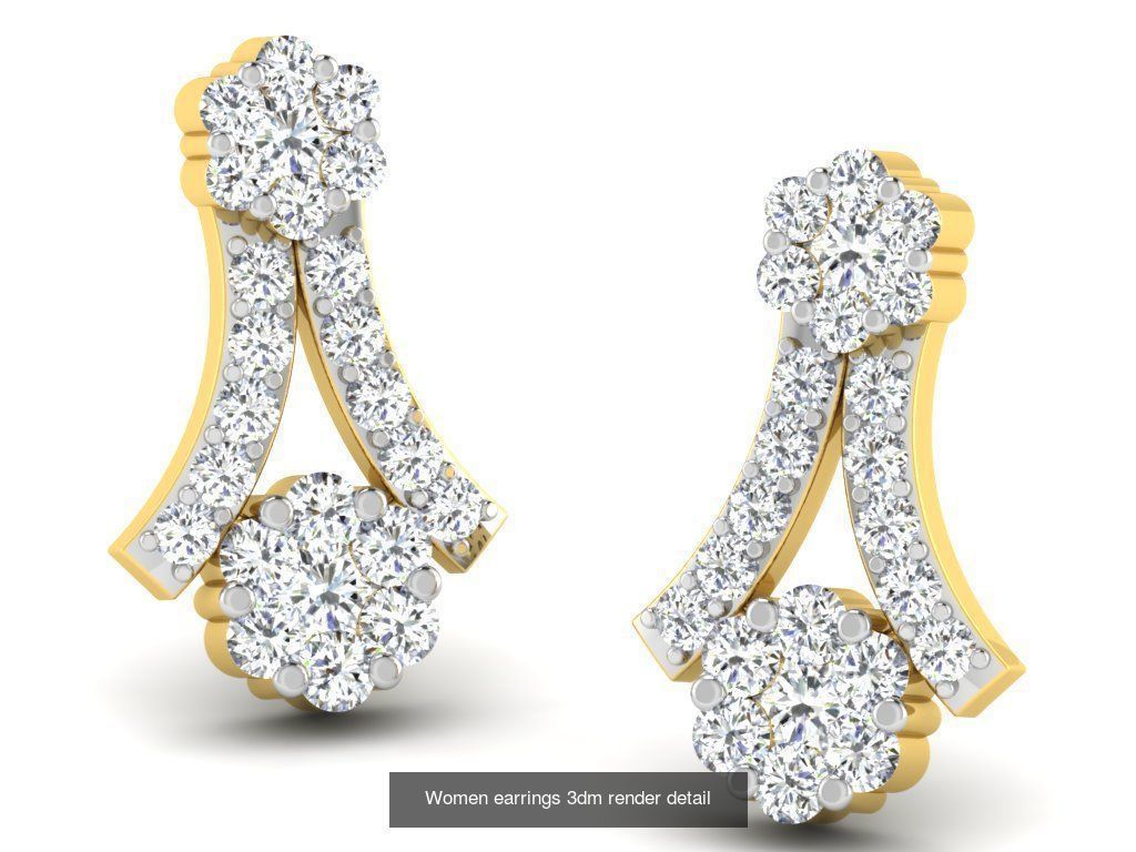 100 Women earrings 3dm render detail 3D Model Collection_24