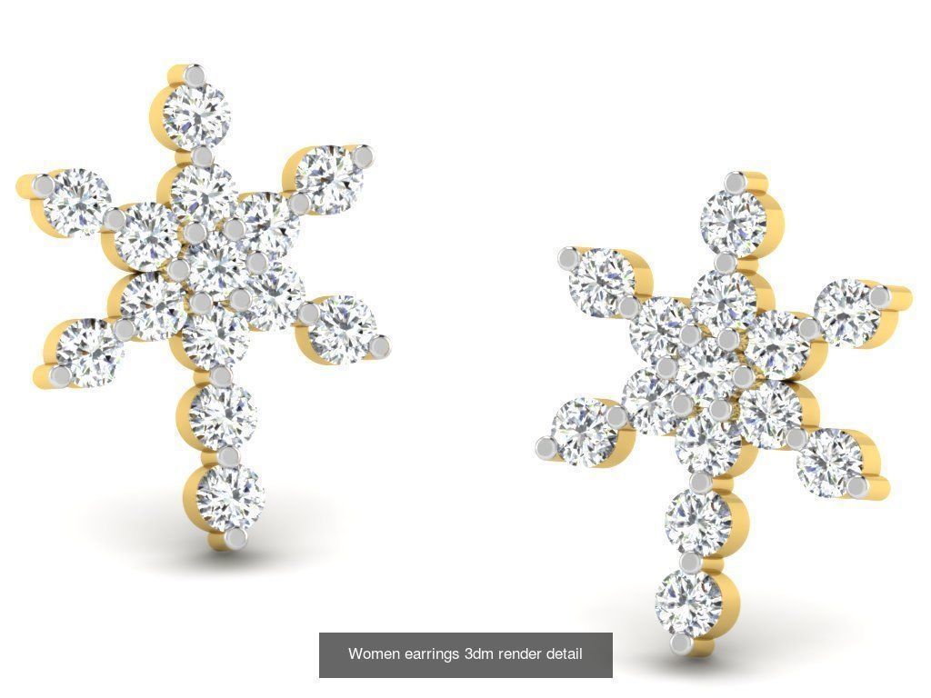 100 Women earrings 3dm render detail 3D Model Collection_110