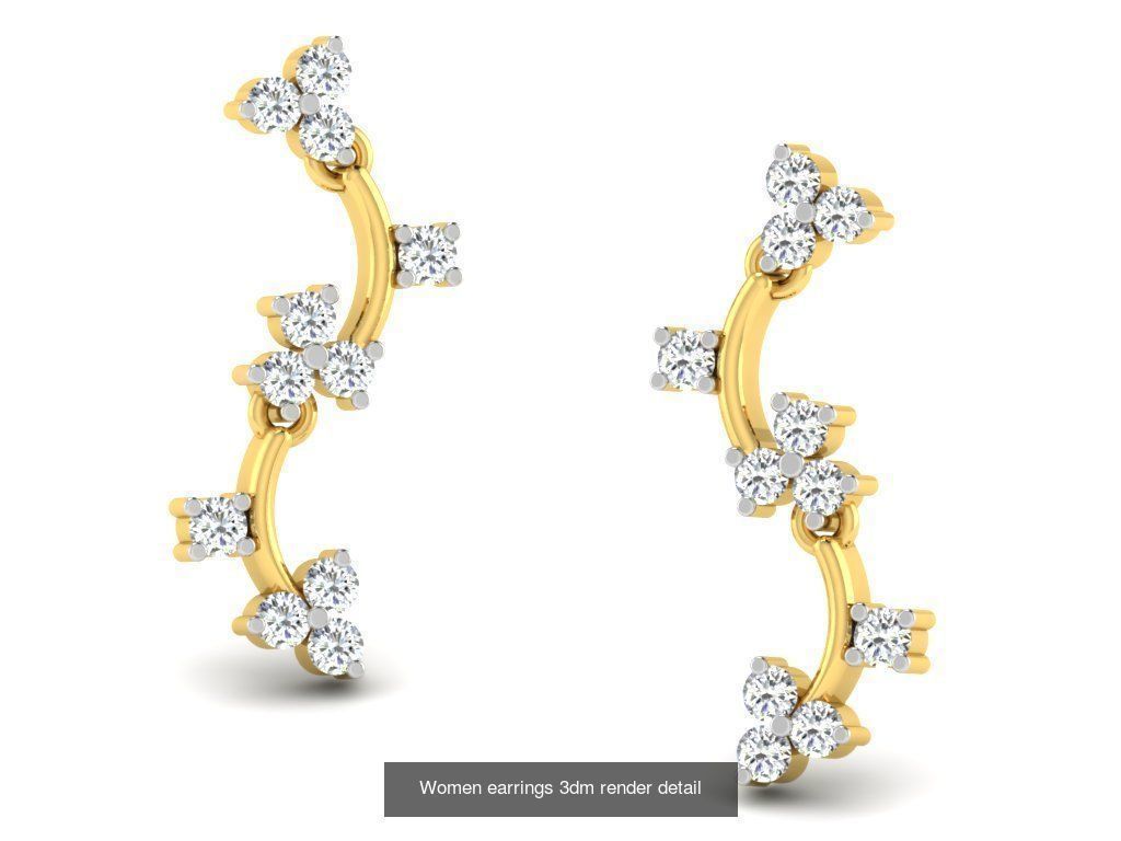 100 Women earrings 3dm render detail 3D Model Collection_109