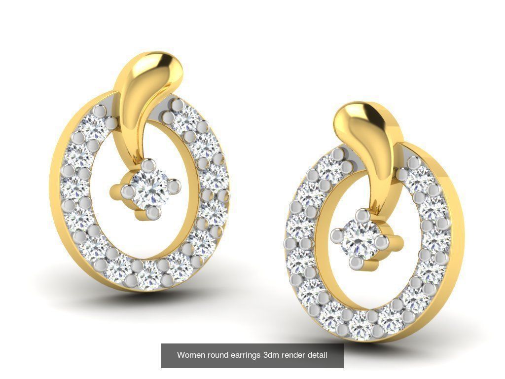 100 Women earrings 3dm render detail 3D Model Collection_68