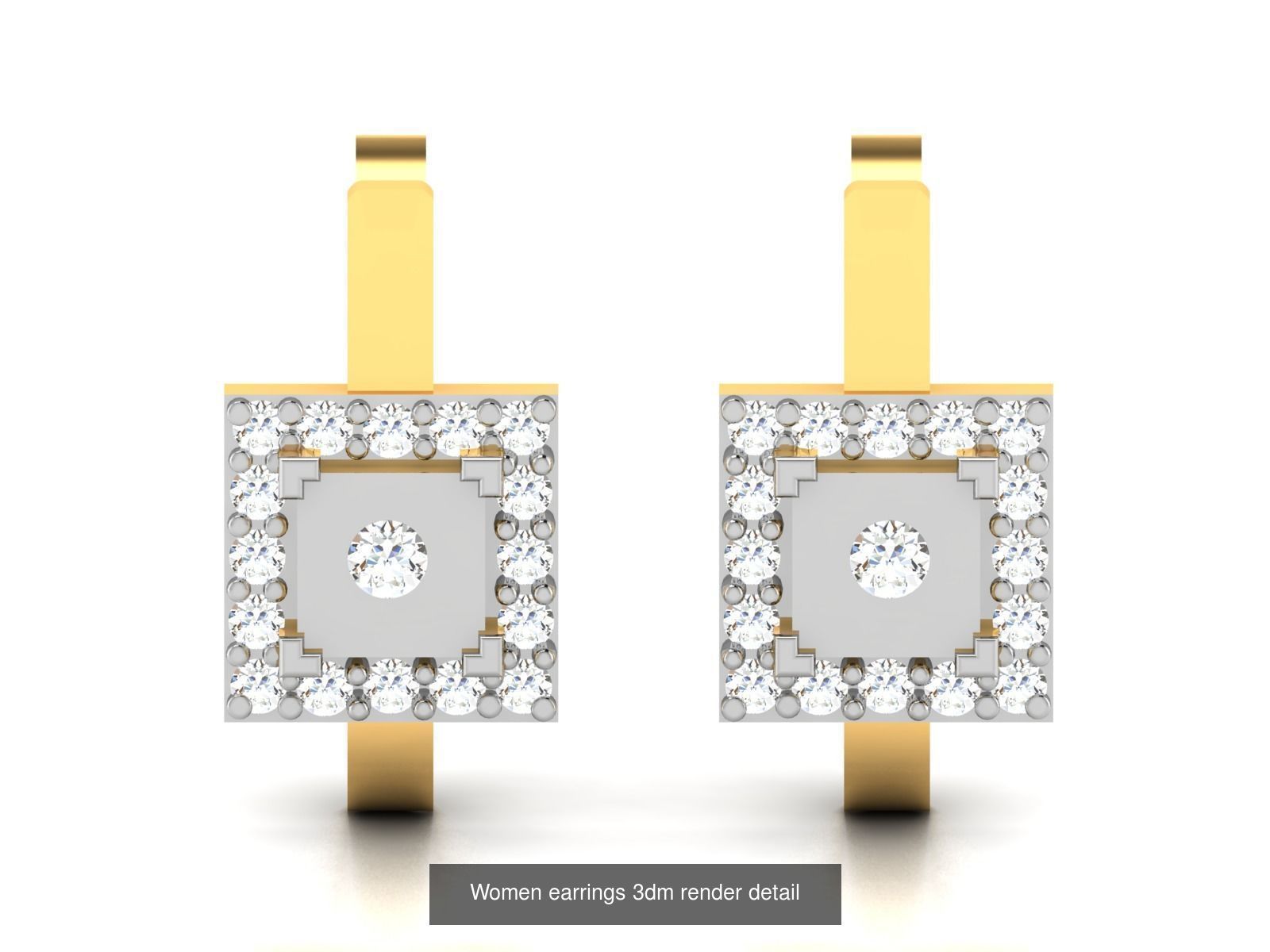100 Women earrings 3dm render detail 3D Model Collection_112