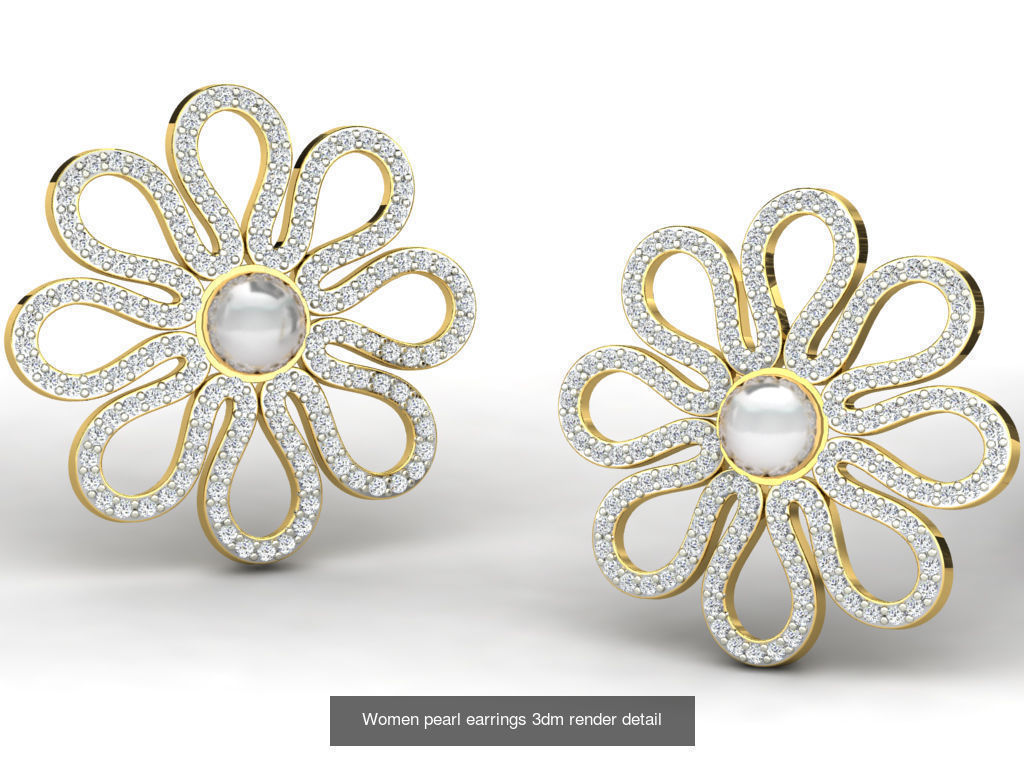 100 Women earrings 3dm render detail 3D Model Collection_88