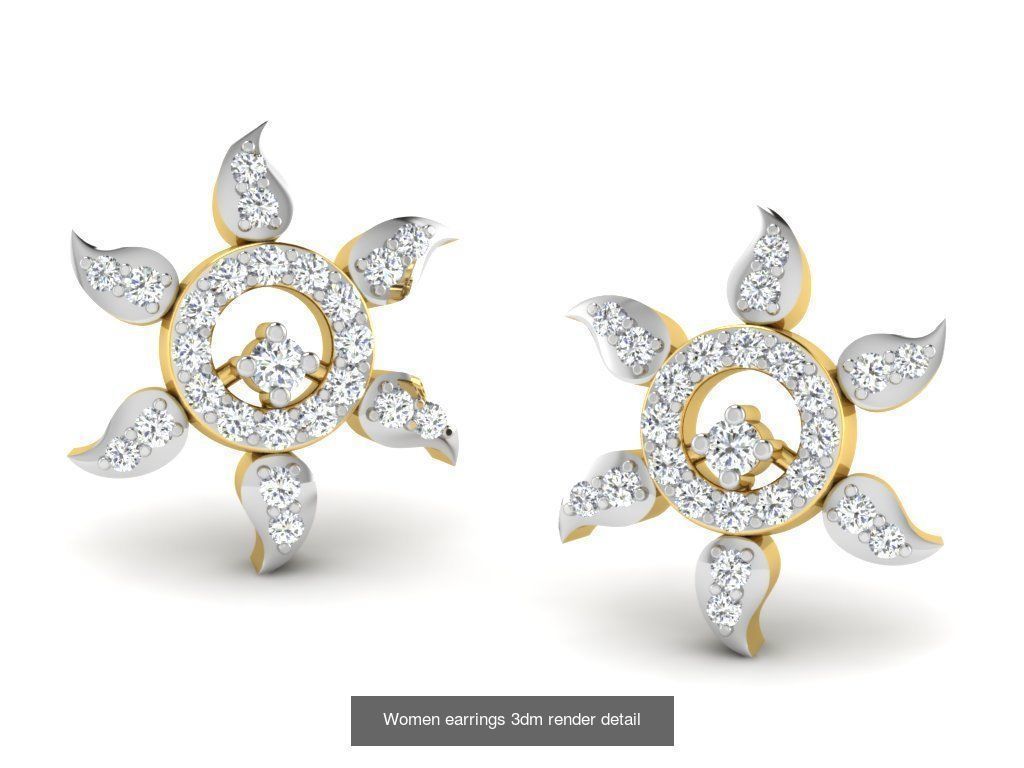 100 Women earrings 3dm render detail 3D Model Collection_38