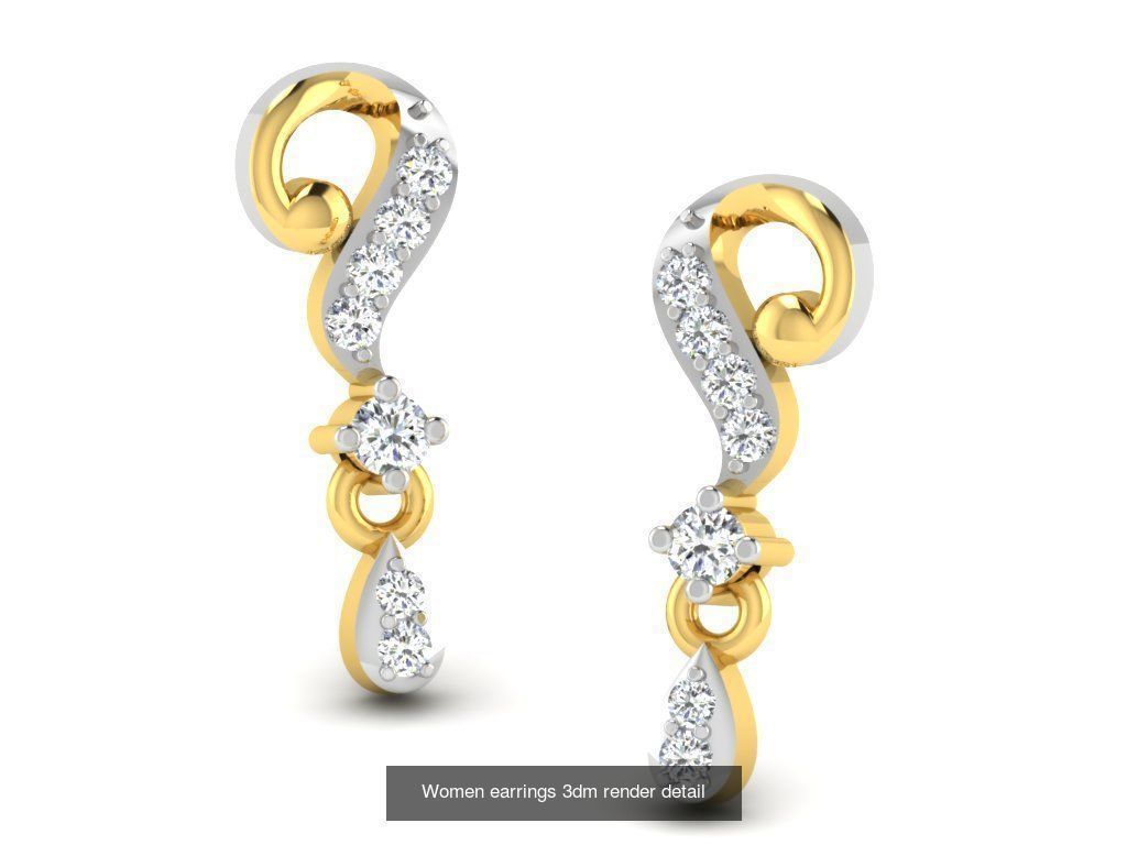 100 Women earrings 3dm render detail 3D Model Collection_23
