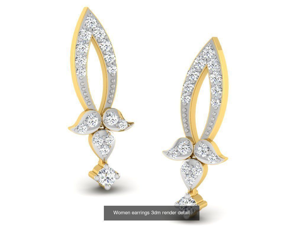 100 Women earrings 3dm render detail 3D Model Collection_39