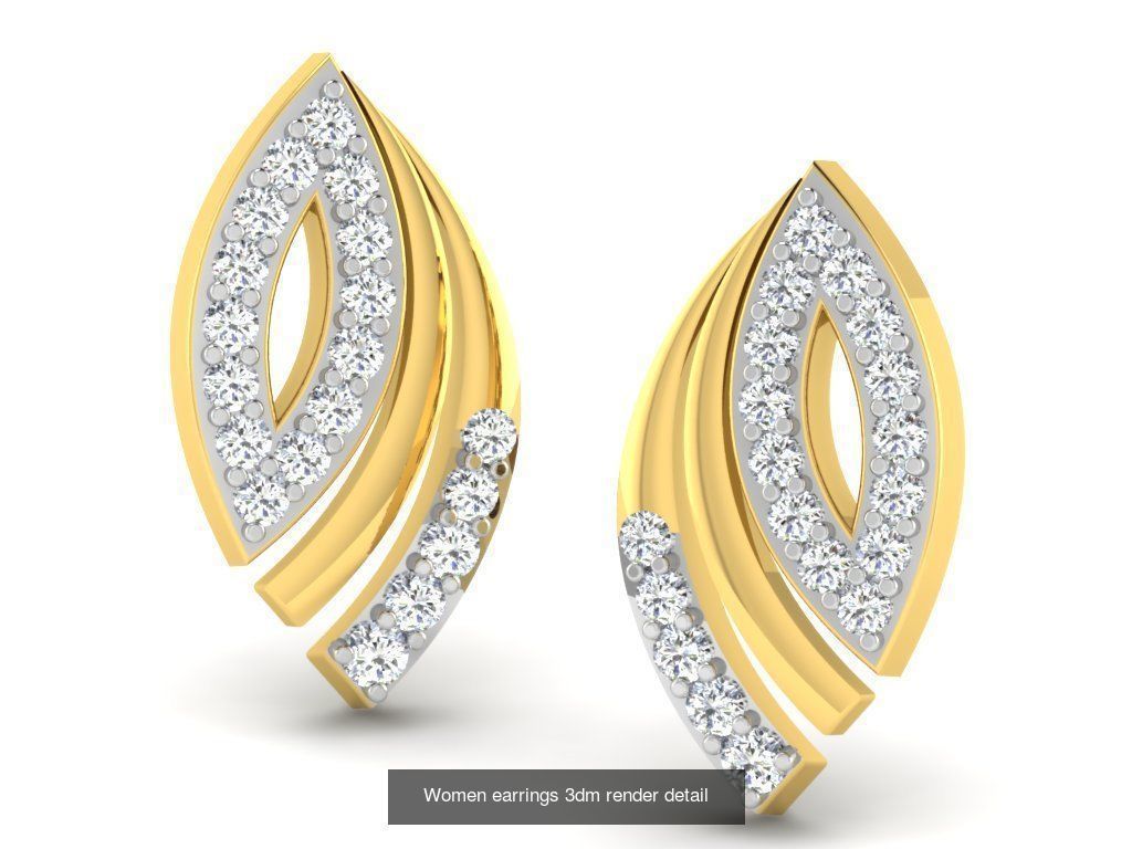 100 Women earrings 3dm render detail 3D Model Collection_79