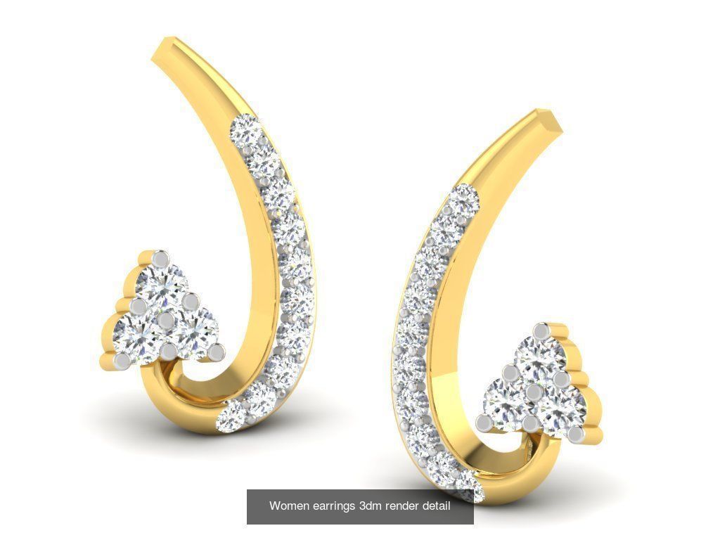 100 Women earrings 3dm render detail 3D Model Collection_33
