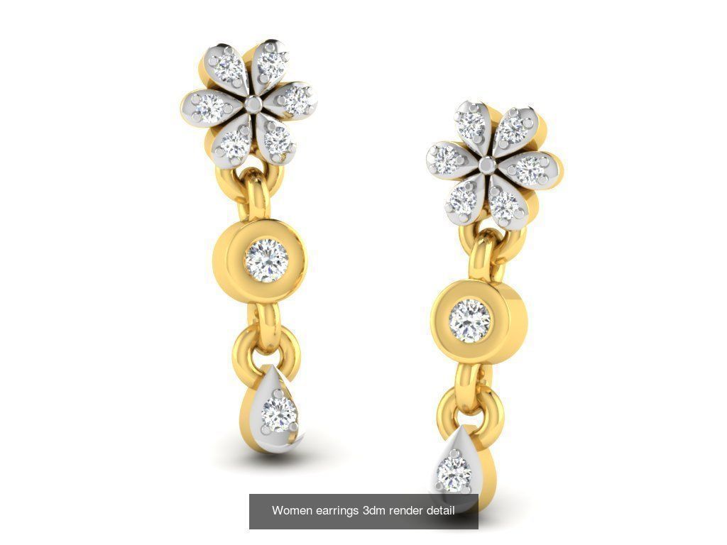 100 Women earrings 3dm render detail 3D Model Collection_57
