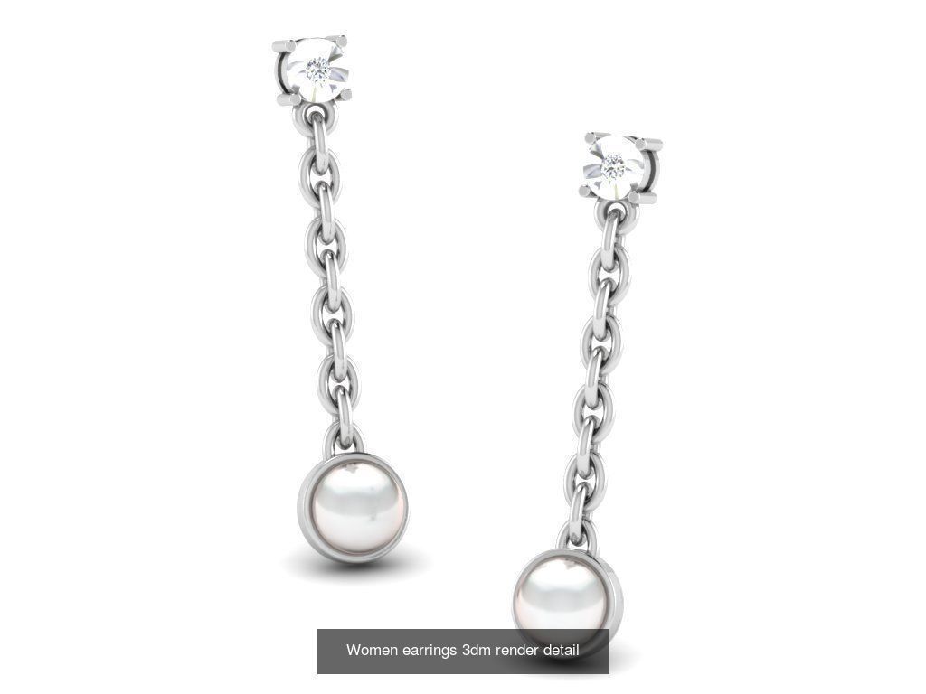 100 Women earrings 3dm render detail 3D Model Collection_100
