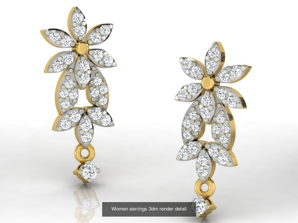 100 Women earrings 3dm render detail 3D Model Collection_84