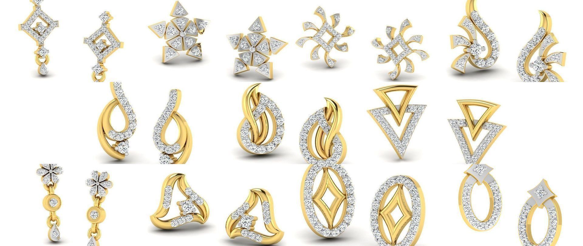 100 Women earrings 3dm render detail 3D Model Collection_3