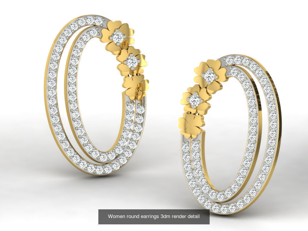 100 Women earrings 3dm render detail 3D Model Collection_89