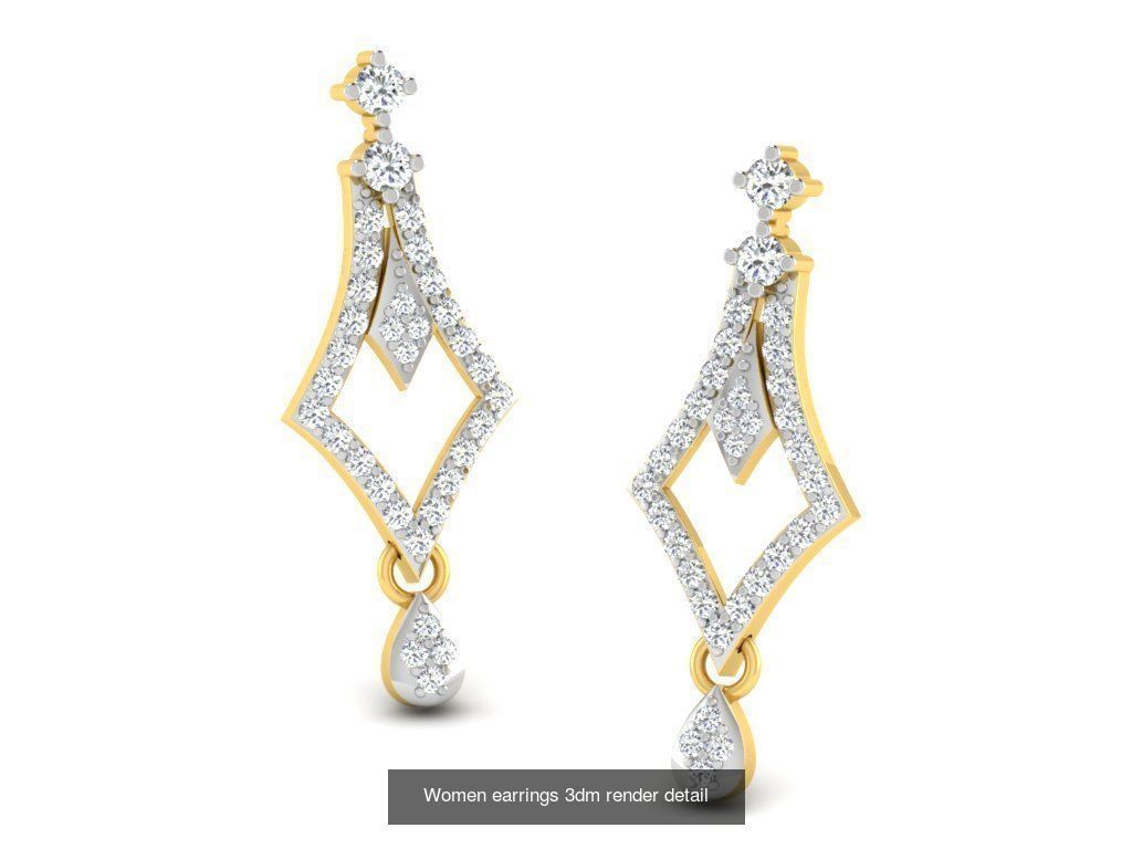 100 Women earrings 3dm render detail 3D Model Collection_31