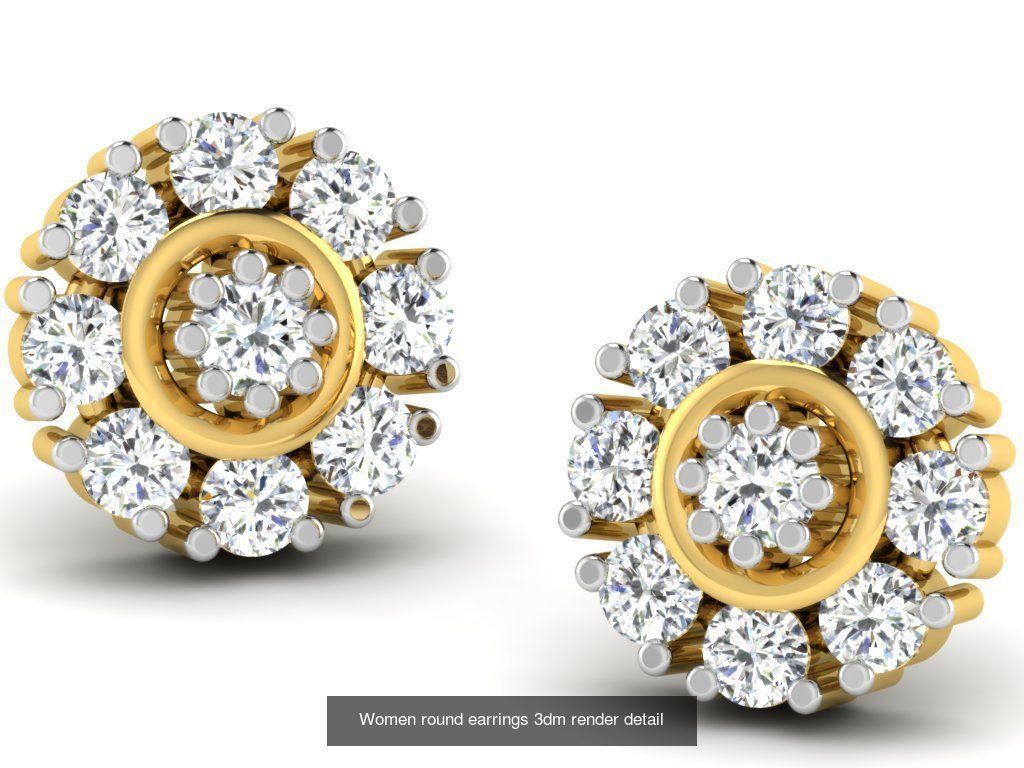 100 Women earrings 3dm render detail 3D Model Collection_15