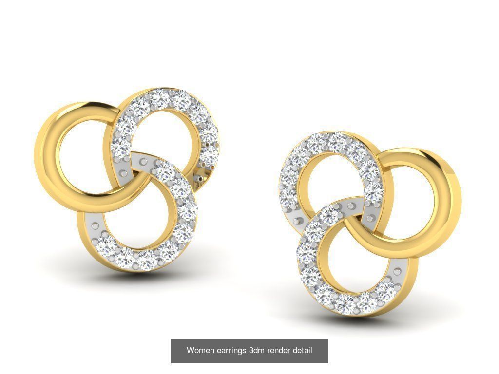 100 Women earrings 3dm render detail 3D Model Collection_29