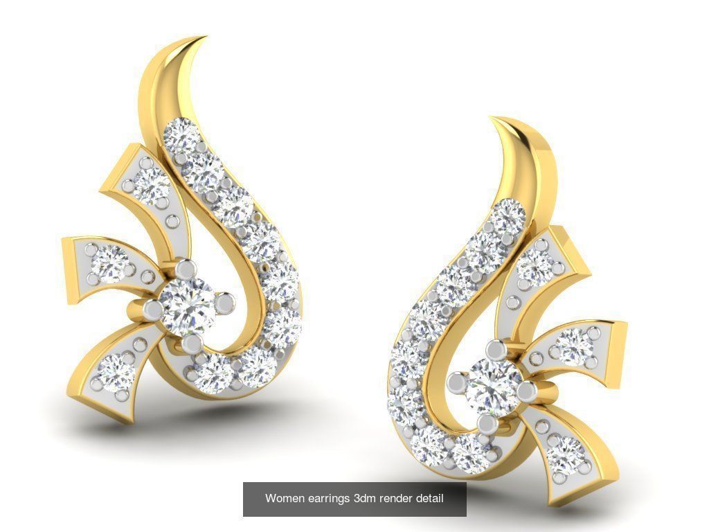 100 Women earrings 3dm render detail 3D Model Collection_48