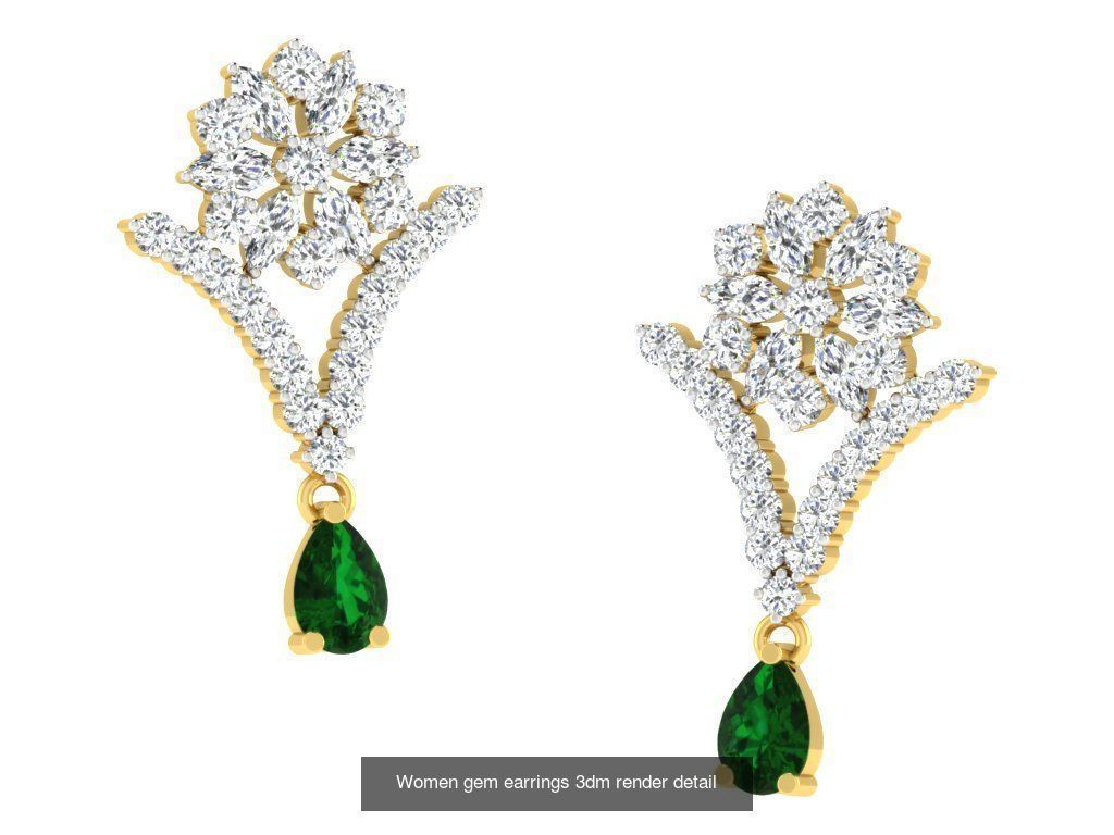100 Women earrings 3dm render detail 3D Model Collection_86