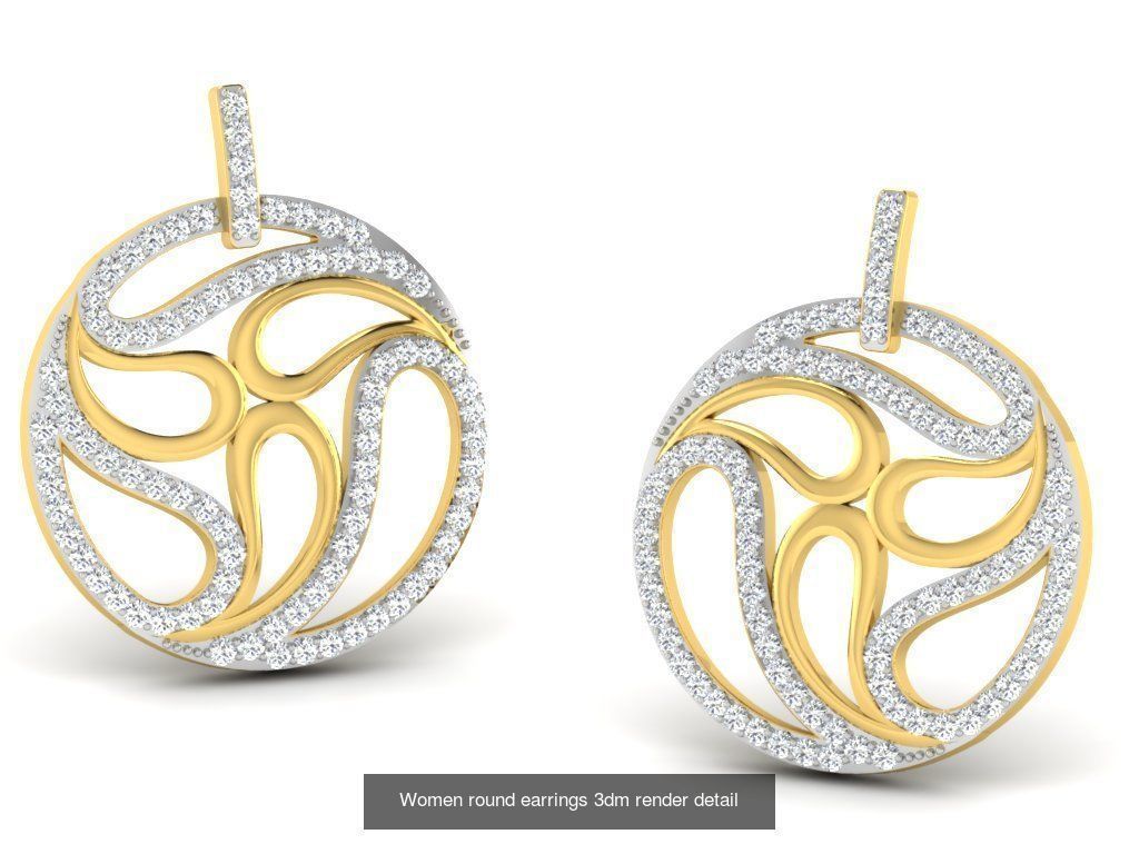 100 Women earrings 3dm render detail 3D Model Collection_93
