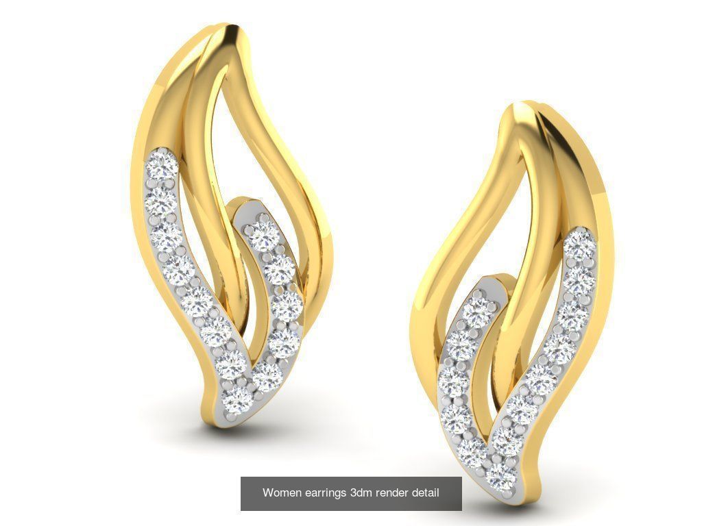 100 Women earrings 3dm render detail 3D Model Collection_53