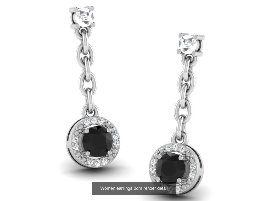 100 Women earrings 3dm render detail 3D Model Collection_104