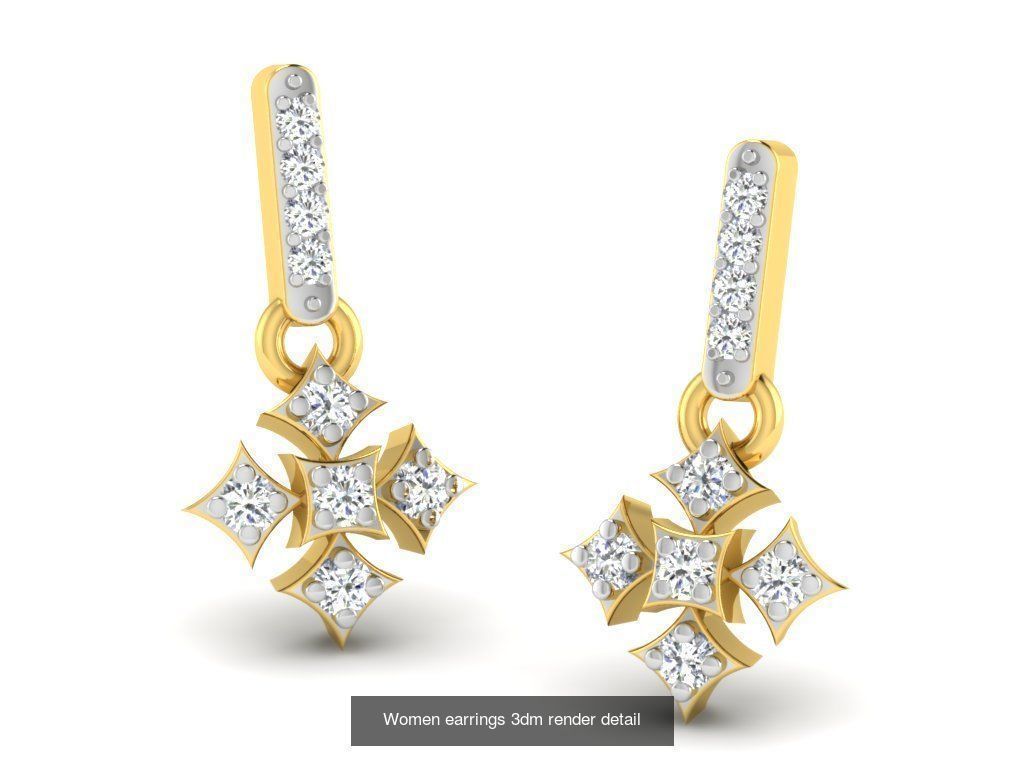 100 Women earrings 3dm render detail 3D Model Collection_34