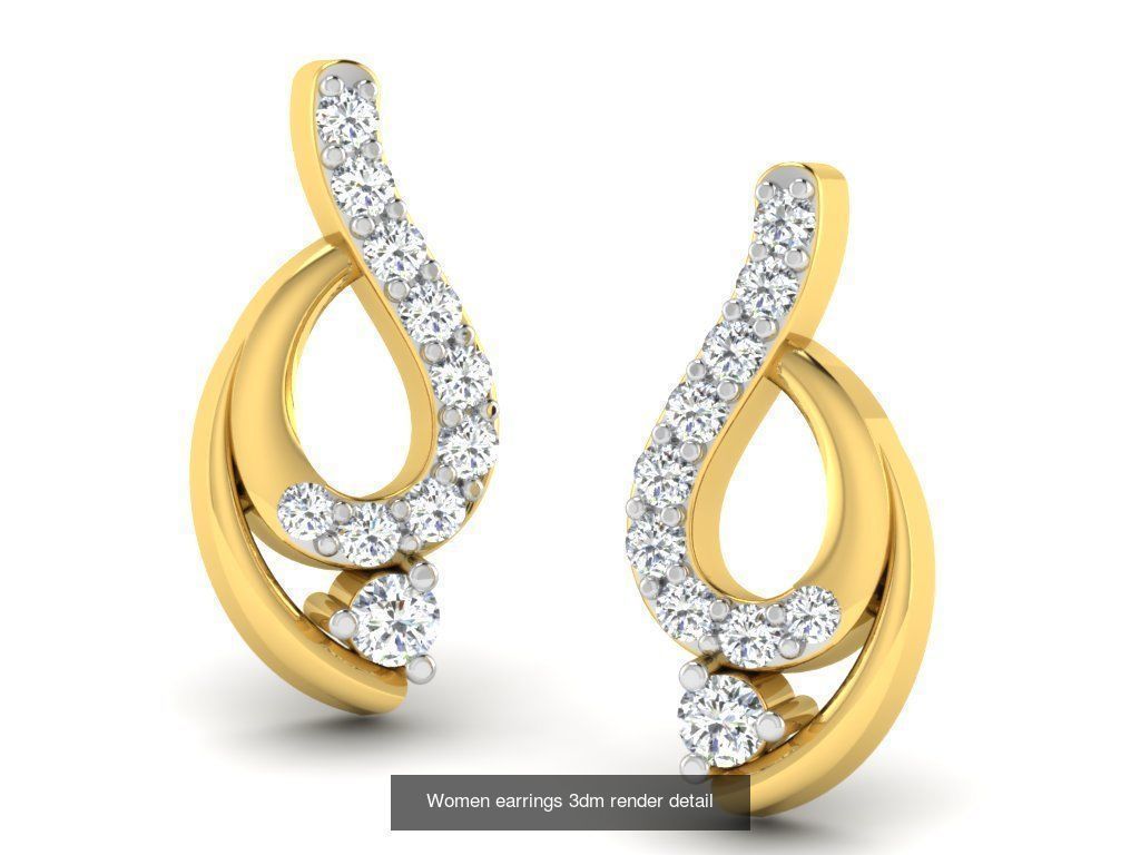 100 Women earrings 3dm render detail 3D Model Collection_54